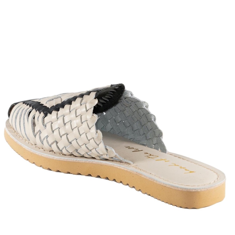 NEW Band of the free COMET BONE AND BLACK WOVEN LEATHER MULE Huaraches  Sz 7 - Picture 3 of 10